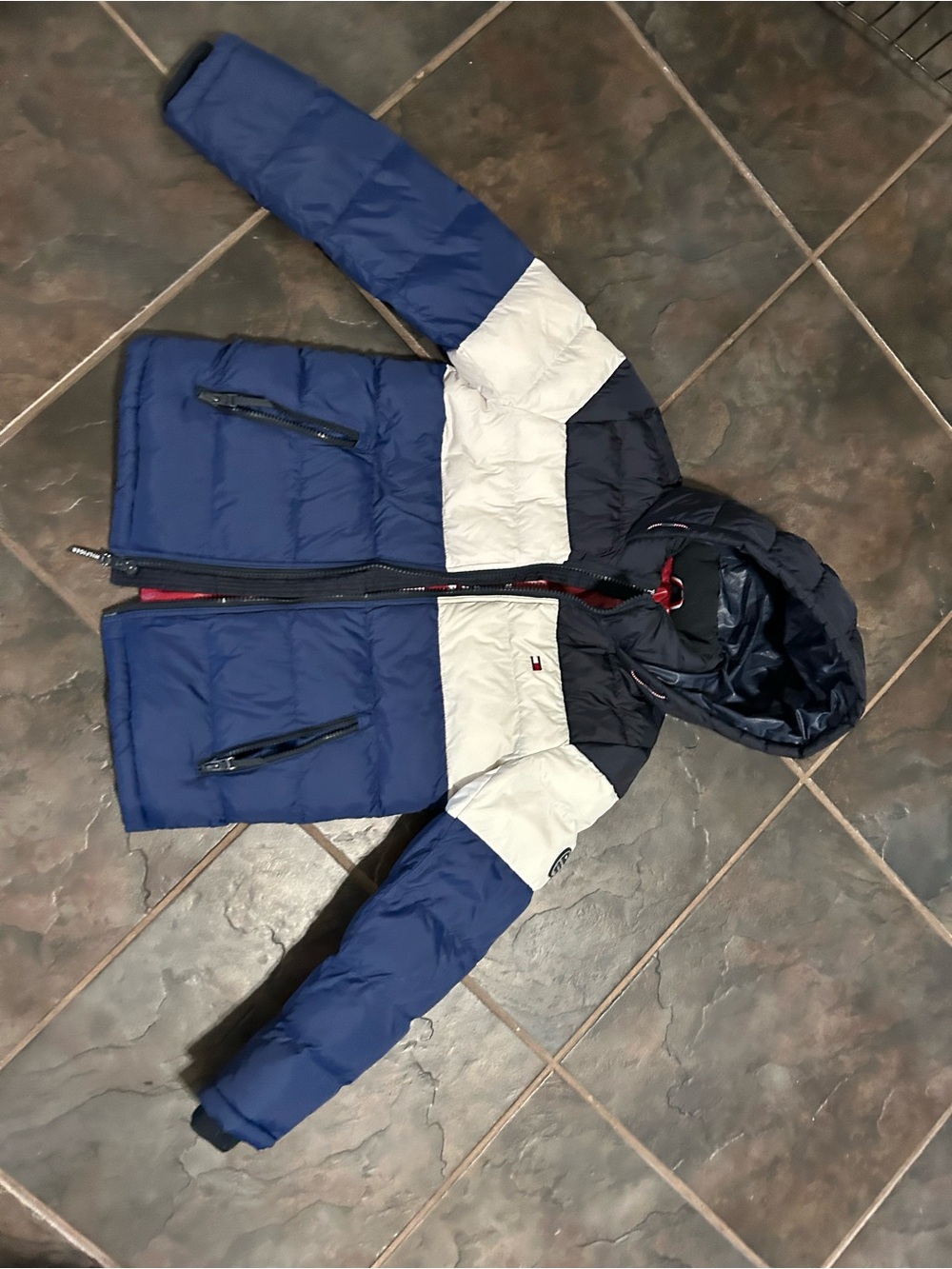 Tommy Hilfiger Boys' Blue, Navy & White Colorblock Puffer Jacket
